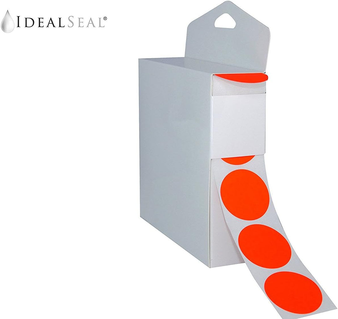 Color Coding Labels Super Bright Neon Tangerine Orange Round Circle Dots (with Easy Dispenser Box) for Organizing Inventory 1.5 Inch 500 Total Adhesive Stickers (Neon Orange)