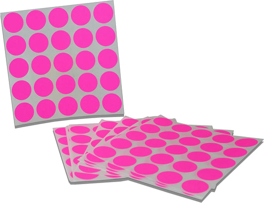 Color Coding Labels Super Bright Fluorescent Neon Round Circle Dots for Organizing Inventory 1 Inch 500 Total Adhesive Stickers (Fluorescent Pink)