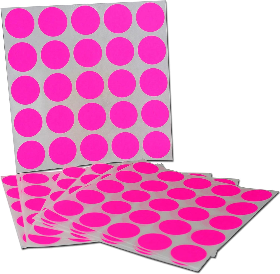 Color Coding Labels Super Bright Fluorescent Neon Pink Round Circle Dots for Organizing Inventory 1 Inch 1000 Total Adhesive Stickers (Fluorescent Pink)