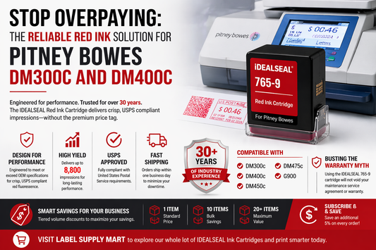 The Red Ink Solution for Pitney Bowes DM300C and DM400C Label Supply Mart
