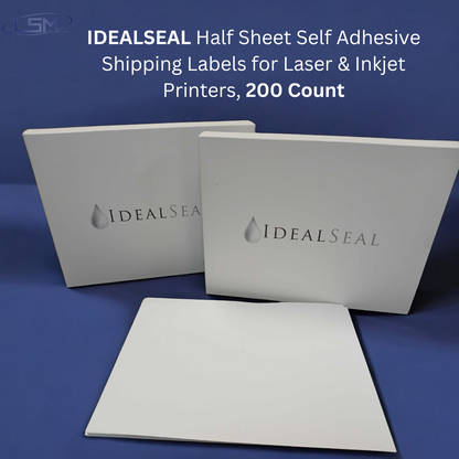 IDEALSEAL Half Sheet Self Adhesive Shipping Labels for Laser & Inkjet Printers, 200 Count Label Supply Mart