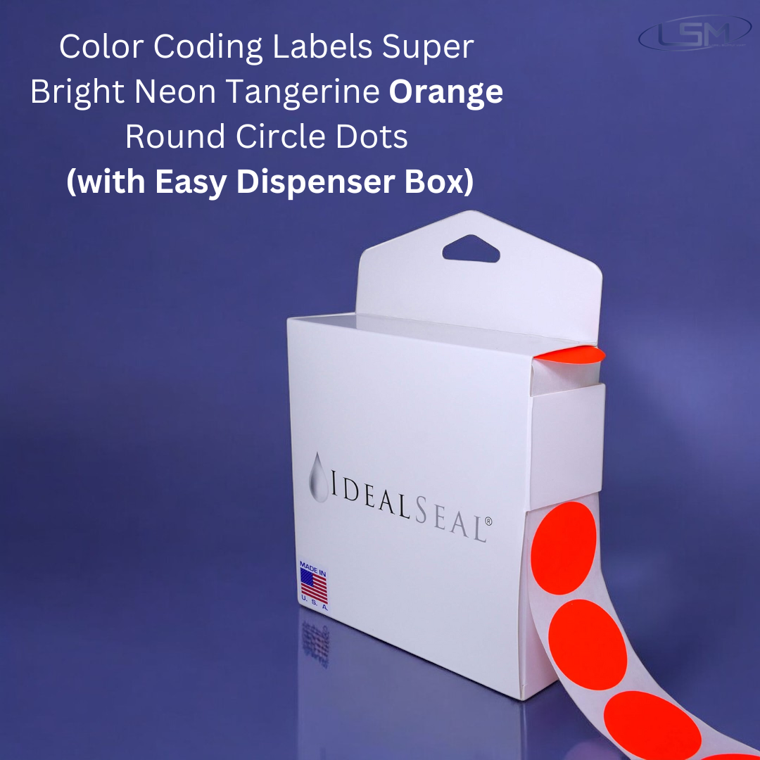 Color Coding Labels Super Bright Neon Orange Round Circle Dots for Organizing Inventory 1.5 Inch 500 Total Adhesive Stickers (Neon Orange) Label Supply Mart