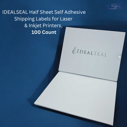IDEALSEAL Half Sheet Self Adhesive Shipping Labels for Laser & Inkjet Printers, 100 Count Label Supply Mart