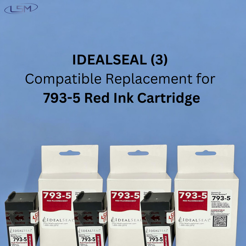 (Pitney Bowes 793-5)  High Yield Red Ink Cartridge for DM100™, DM200™ Series and SendPro™ C Series Ideal Seal