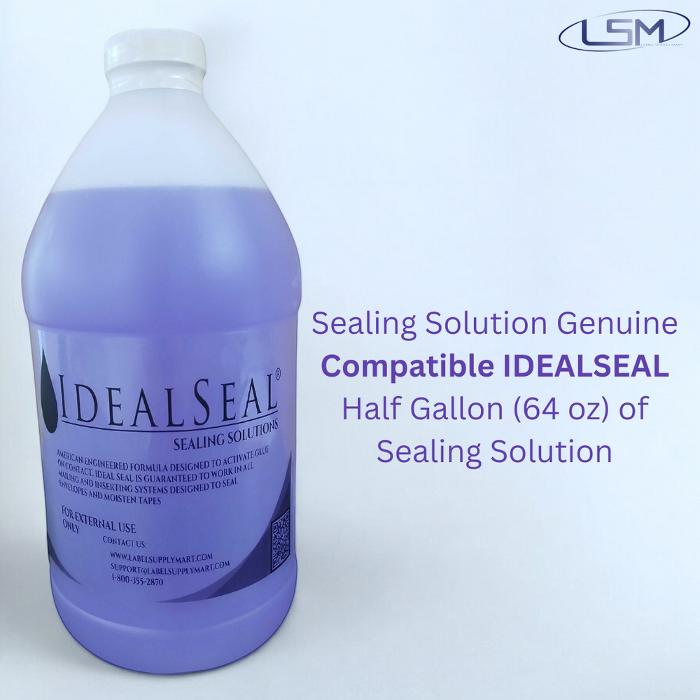 PB 608-0 E-Z Seal Sealing Solution Genuine Compatible IDEALSEAL Half Gallon (64 oz) of Sealing Solution DM Series Mailing Systems (1-Half-Gallon) Label Supply Mart