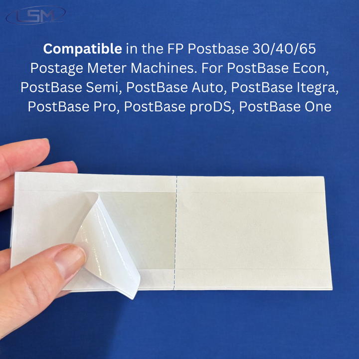 Postage Meter Tapes Compare to Postalia PLABEL Two Labels per Strip 250 Count for PostBase Econ, PostBase Semi, PostBase Auto, PostBase Itegra, PostBase Pro, PostBase proDS, PostBase One Label Supply Mart