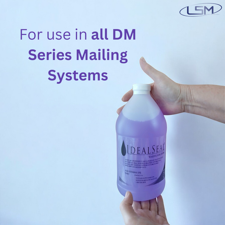 PB 608-0 E-Z Seal Sealing Solution Genuine Compatible IDEALSEAL Half Gallon (64 oz) of Sealing Solution DM Series Mailing Systems (1-Half-Gallon) Label Supply Mart