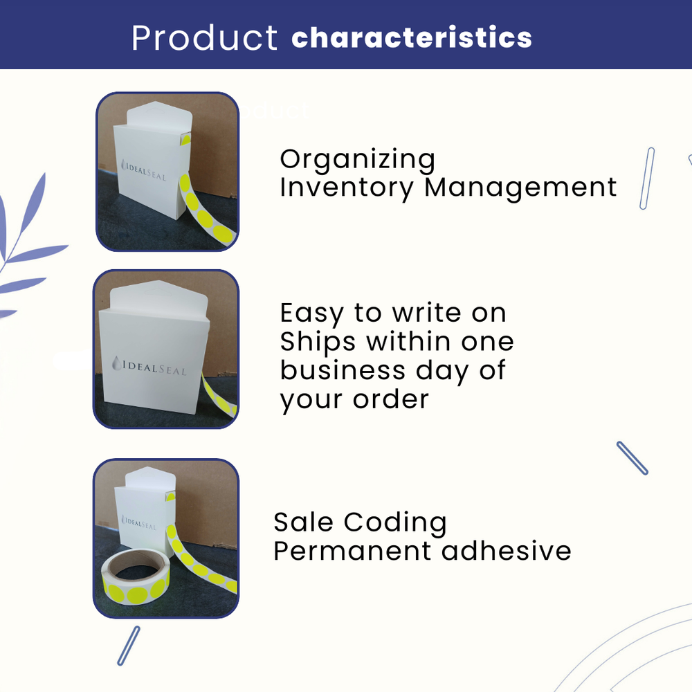 Color Coding Labels Super Bright Neon Yellow Round Circle Dots for Organizing Inventory 1 Inch 500 Total Adhesive Stickers (Fluorescent Yellow) Label Supply Mart