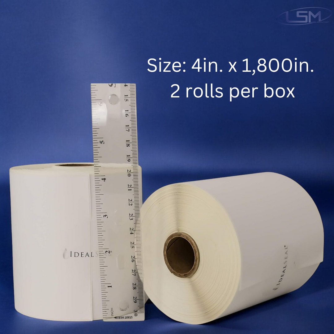 IDEALSEAL Replacement Shipping Labels for PB 745-0, J645,J644, 1E03, 1E23 and 1E26 Label Printers (1 Roll) 4in. x 1,800in Label Supply Mart