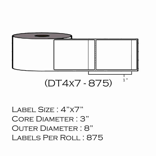 4" x 7" Thermal Rolls - 875 Labels/Roll