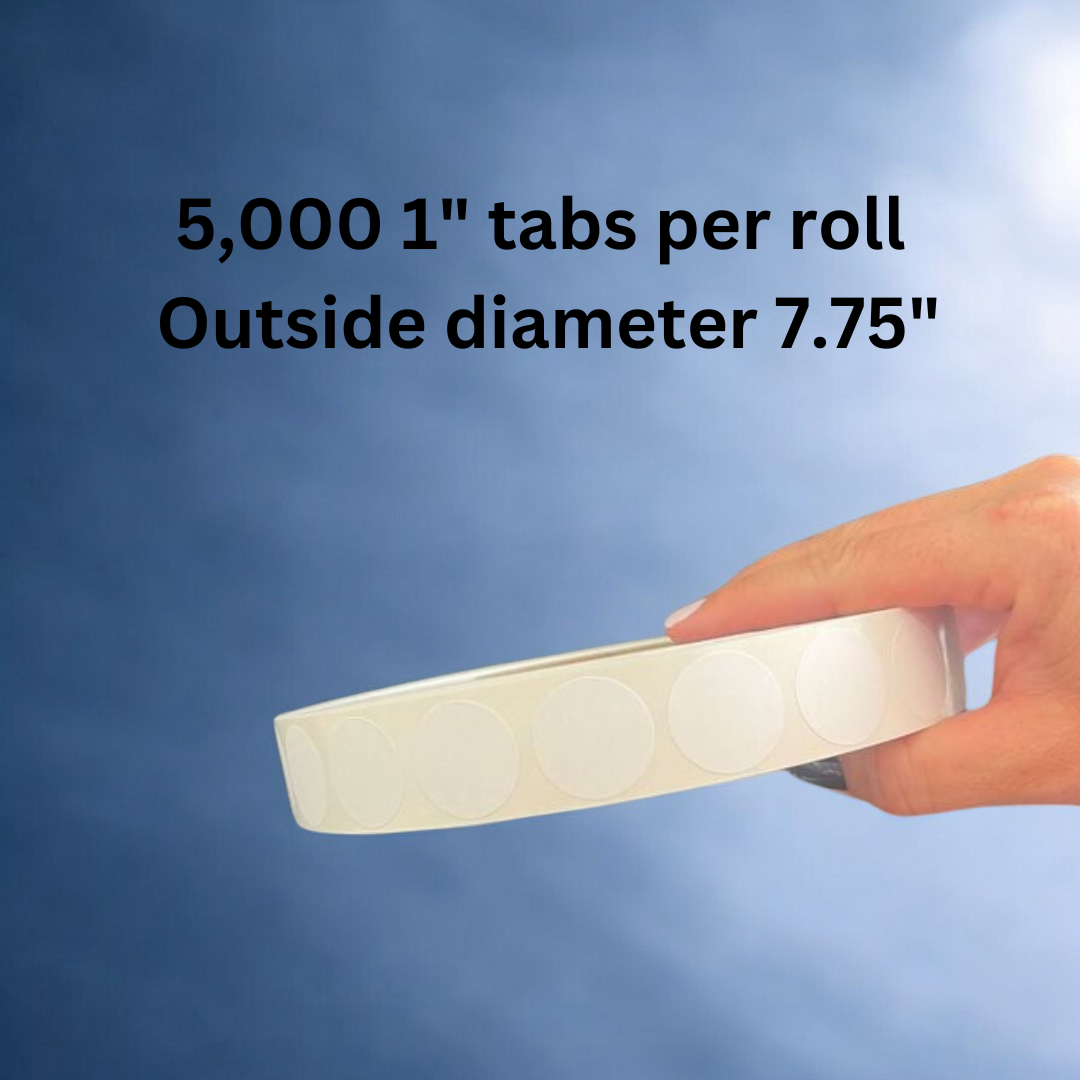Preferred Mailing Supplies PPS3-5000WL 1" Wafer Tab Seals (No Perf) 5000 Tabs Per Roll (3 Rolls Per Box) Save Big, USPS Approved, White Label Supply Mart