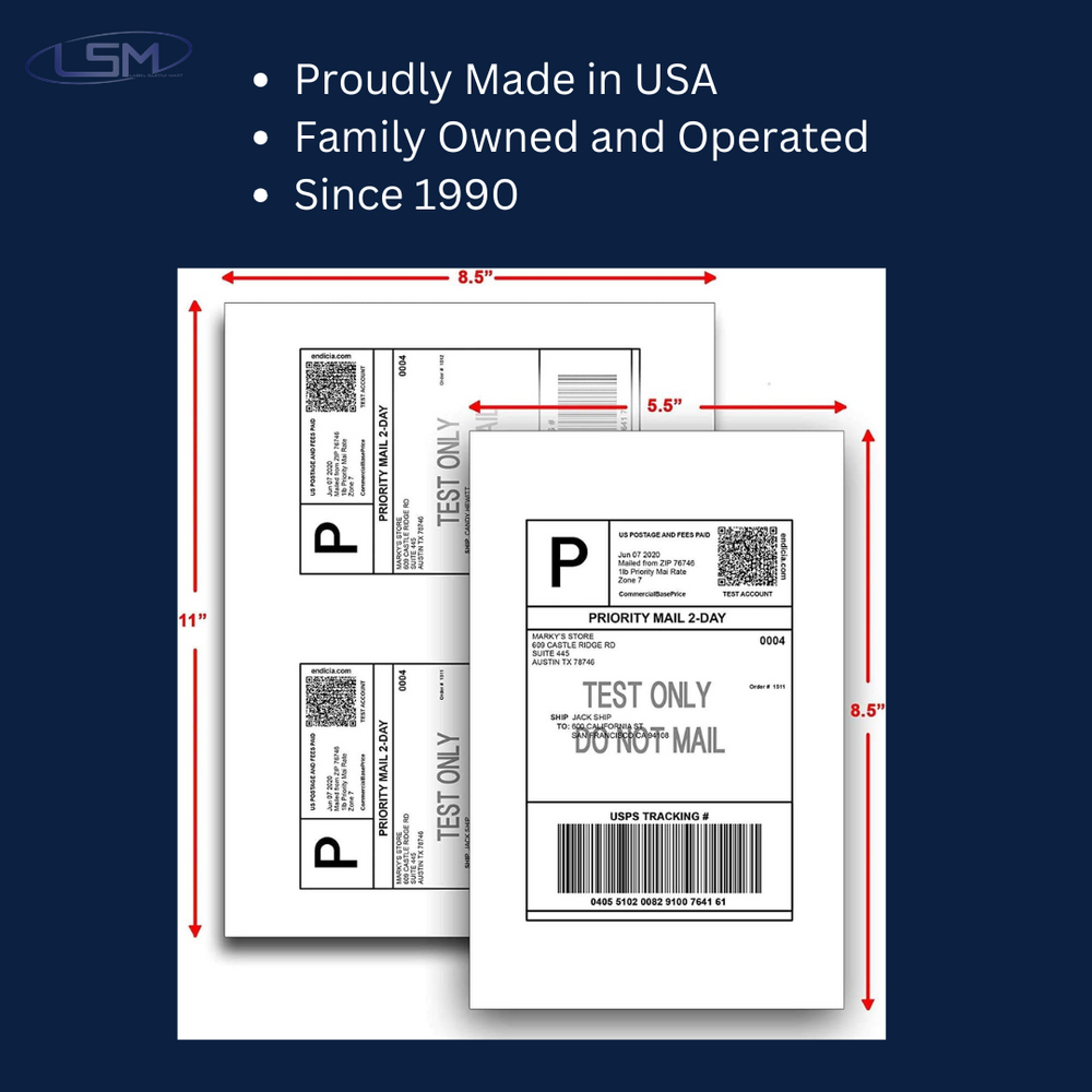 IDEALSEAL Half Sheet Self Adhesive Shipping Labels for Laser & Inkjet Printers, 200 Count Label Supply Mart