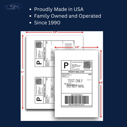 IDEALSEAL Half Sheet Self Adhesive Shipping Labels for Laser & Inkjet Printers, 200 Count Label Supply Mart