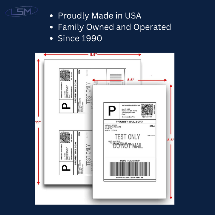 IDEALSEAL Half Sheet Self Adhesive Shipping Labels for Laser & Inkjet Printers, 200 Count Label Supply Mart