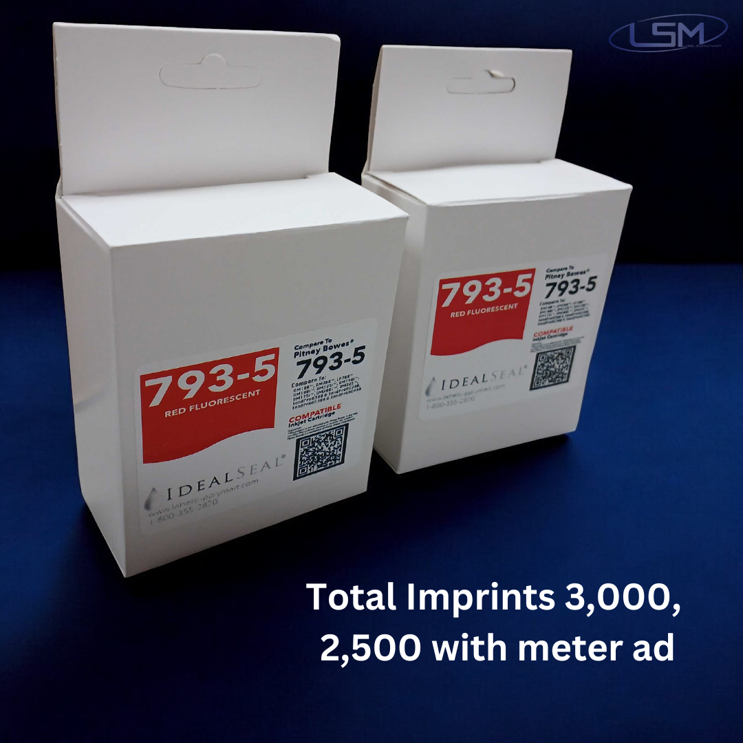 (2) PB Compatible 793-5 Red Ink Cartridge for P700, DM100i, DM125i, DM150i, DM175i, DM200L, DM225 Postage Meters Label Supply Mart