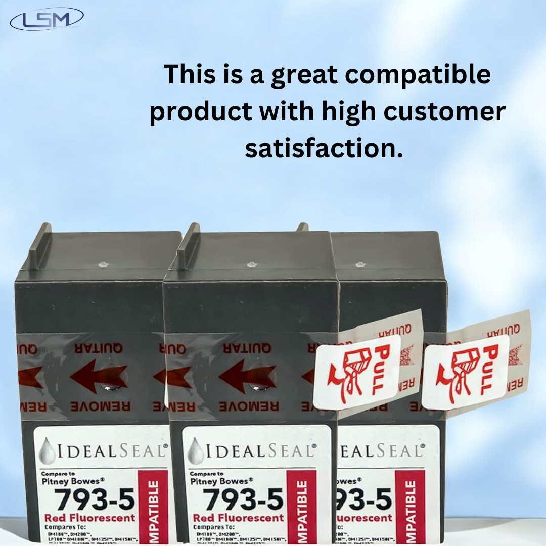 (Pitney Bowes 793-5)  High Yield Red Ink Cartridge for DM100™, DM200™ Series and SendPro™ C Series Ideal Seal