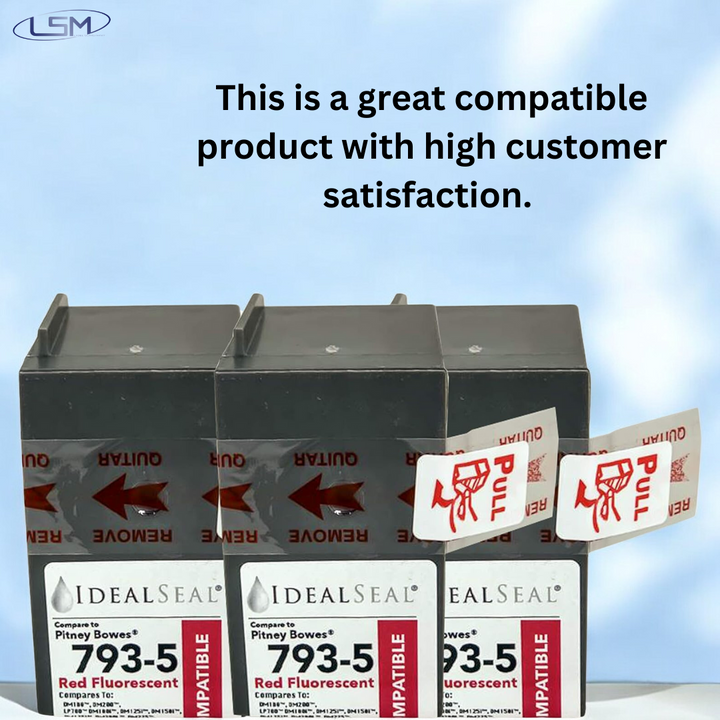 (Pitney Bowes 793-5)  High Yield Red Ink Cartridge for DM100™, DM200™ Series and SendPro™ C Series Ideal Seal