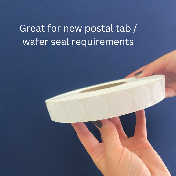 Preferred Mailing Supplies PPS3-5000WL 1" Wafer Tab Seals (No Perf) 5000 Tabs Per Roll (3 Rolls Per Box) Save Big, USPS Approved, White Label Supply Mart