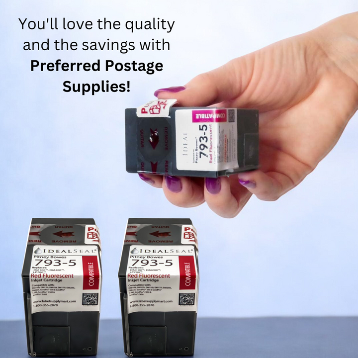 (Pitney Bowes 793-5)  High Yield Red Ink Cartridge for DM100™, DM200™ Series and SendPro™ C Series Ideal Seal