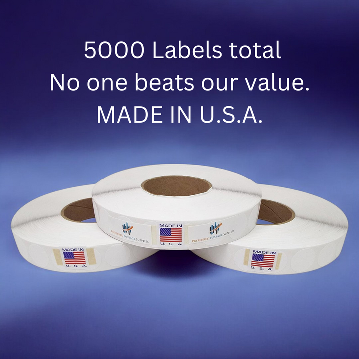 Preferred Mailing Supplies PPS3-5000WL 1" Wafer Tab Seals (No Perf) 5000 Tabs Per Roll (3 Rolls Per Box) Save Big, USPS Approved, White Label Supply Mart