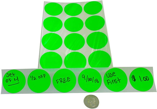 Color Coding Labels Super Bright Fluorescent Neon Green Round Circle Dots for Organizing Inventory 1.5 Inch 1020 Total Adhesive Stickers