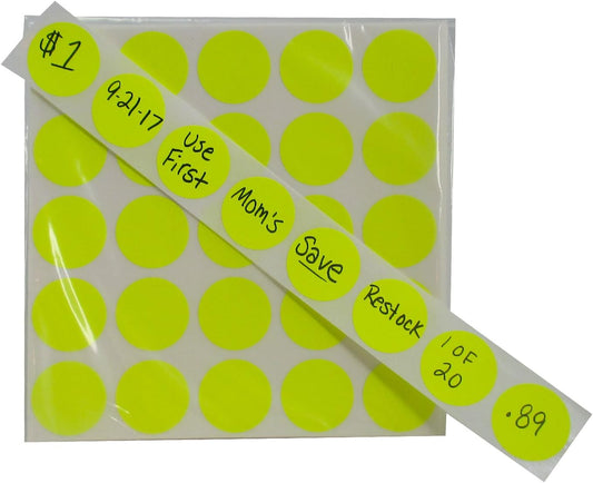 Color Coding Labels Super Bright Fluorescent Neon Yellow Round Circle Dots for Organizing Inventory 1 Inch 500 Total Adhesive Stickers (Fluorescent Yellow)