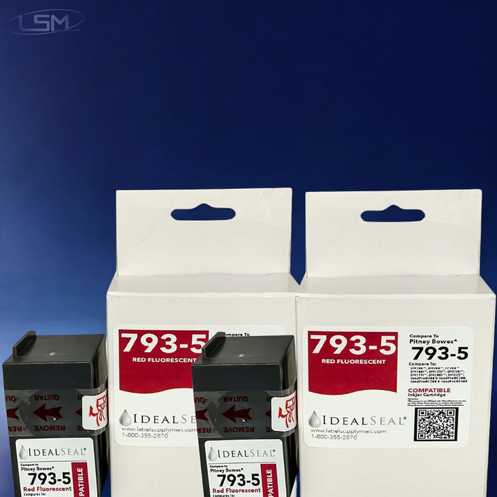 (2) PB Compatible 793-5 Red Ink Cartridge for P700, DM100i, DM125i, DM150i, DM175i, DM200L, DM225 Postage Meters Label Supply Mart