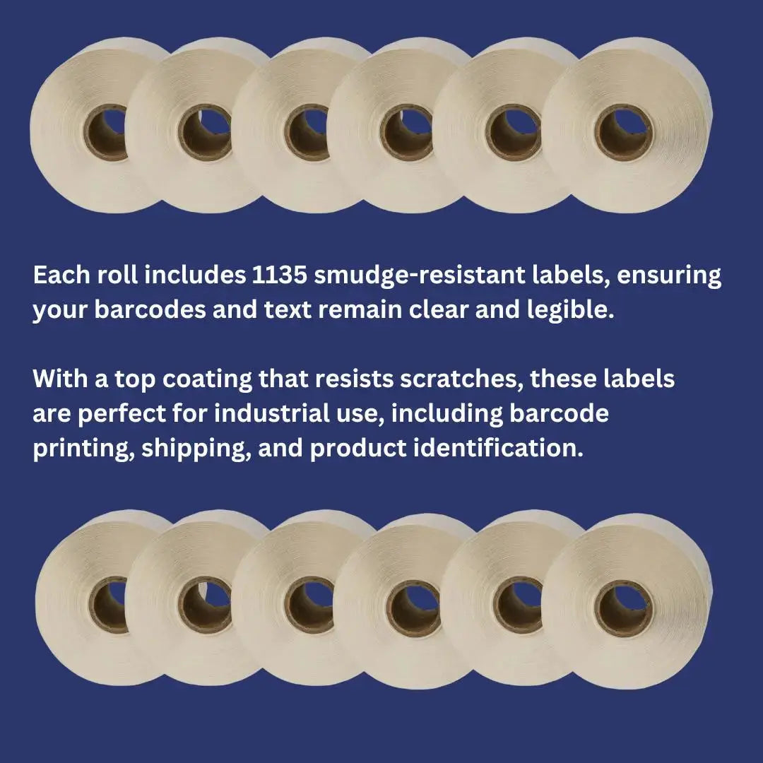 IDEALSEAL Compatible Replacement Labels 2.25 x1.25 Top Coated Direct Thermal Labels UPC 1135 Labels Per Roll (12) Resistant to Scratches and Smudges, Compatible Replacement Rolls For Zebras 2844, ZD410, ZP450, ZP500, ZP505
