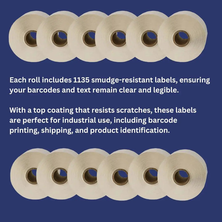IDEALSEAL Compatible Replacement Labels 2.25 x1.25 Top Coated Direct Thermal Labels UPC 1135 Labels Per Roll (12) Resistant to Scratches and Smudges, Compatible Replacement Rolls For Zebras 2844, ZD410, ZP450, ZP500, ZP505
