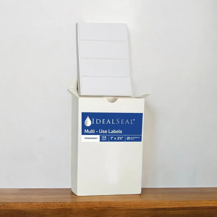Ideal Seal All-Purpose Labels, 1 x 2.75 inches, White Pack of 128, 4 Labels per Sheet, 32 Sheets Label Supply Mart