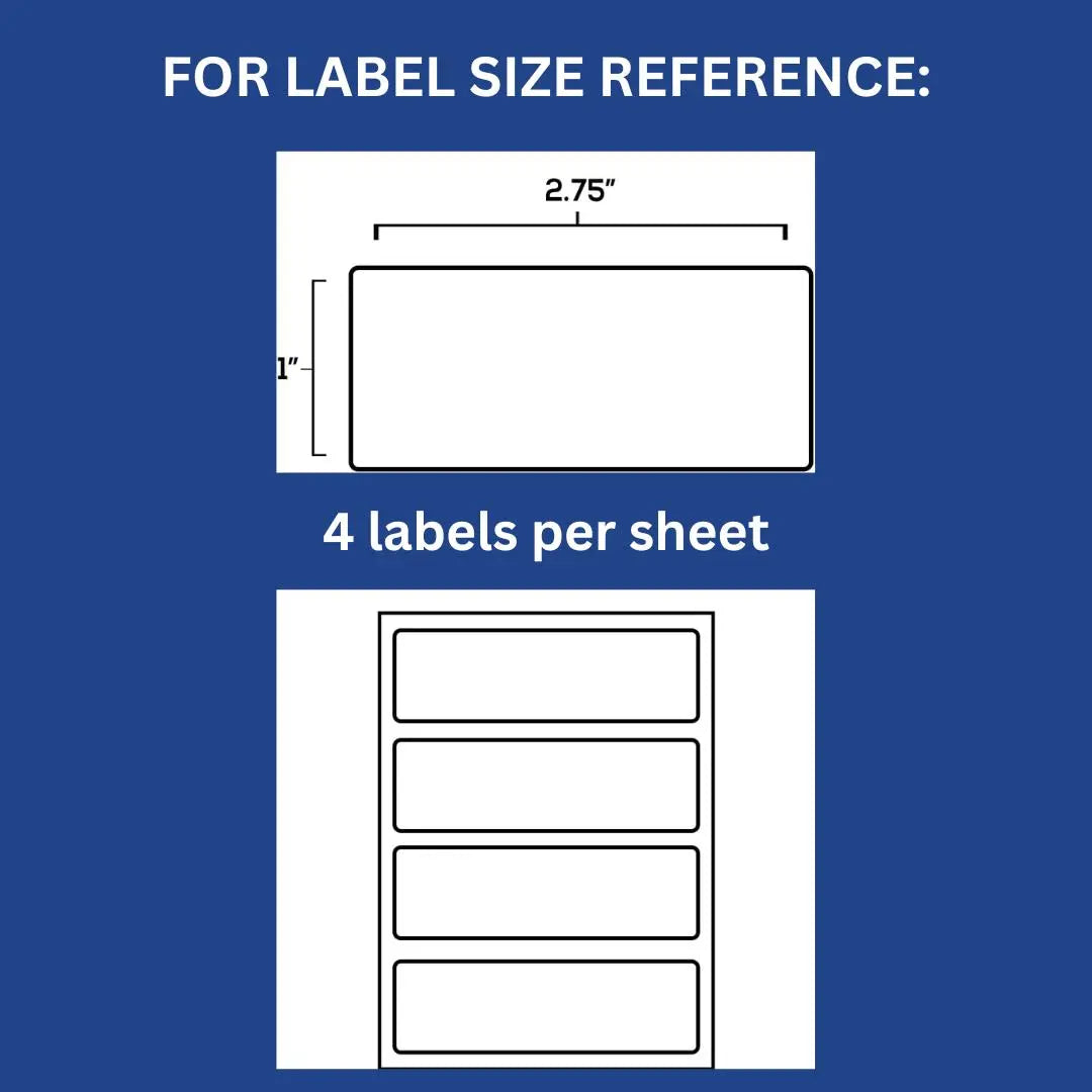Ideal Seal All-Purpose Labels, 1 x 2.75 inches, White Pack of 128, 4 Labels per Sheet, 32 Sheets Label Supply Mart