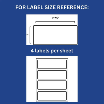 Ideal Seal All-Purpose Labels, 1 x 2.75 inches, White Pack of 128, 4 Labels per Sheet, 32 Sheets Label Supply Mart