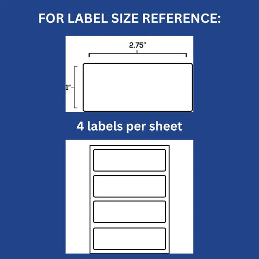Ideal Seal All-Purpose Labels, 1 x 2.75 inches, White Pack of 128, 4 Labels per Sheet, 32 Sheets Label Supply Mart