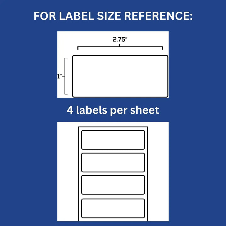 Ideal Seal All-Purpose Labels, 1 x 2.75 inches, White Pack of 128, 4 Labels per Sheet, 32 Sheets Label Supply Mart