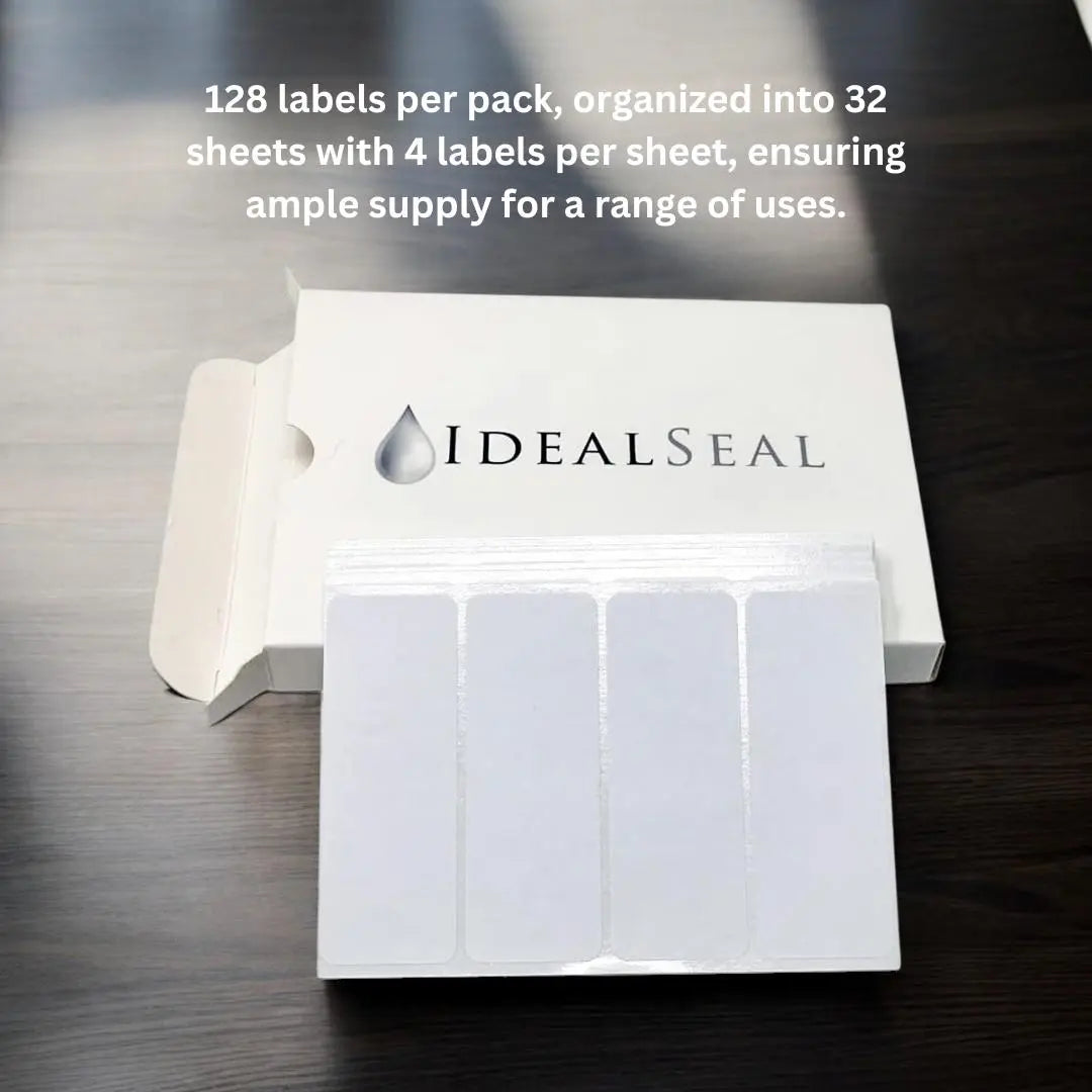 Ideal Seal All-Purpose Labels, 1 x 2.75 inches, White Pack of 128, 4 Labels per Sheet, 32 Sheets Label Supply Mart