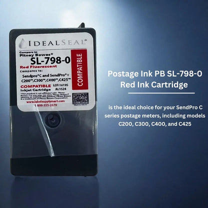 Pitney Bowes SL-798-0 Compatible Red Ink Cartridge for  Sendpro C200, C300, C400, C425 Postage Meters For Sendpro C and Sendpro + Ideal Seal