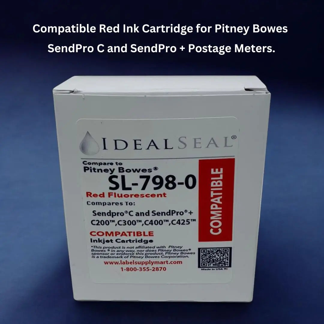Pitney Bowes SL-798-0 Compatible Red Ink Cartridge for  Sendpro C200, C300, C400, C425 Postage Meters For Sendpro C and Sendpro + Ideal Seal