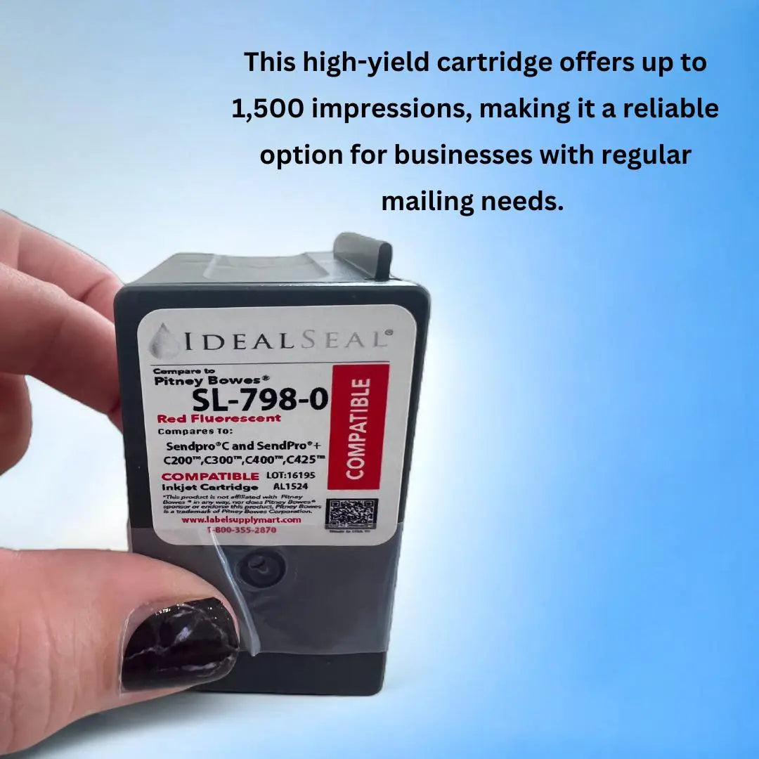 Pitney Bowes SL-798-0 Compatible Red Ink Cartridge for  Sendpro C200, C300, C400, C425 Postage Meters For Sendpro C and Sendpro + Ideal Seal