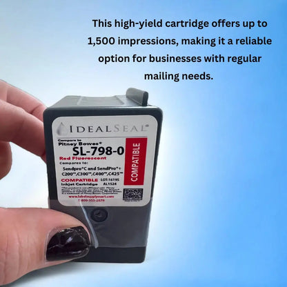 Pitney Bowes SL-798-0 Compatible Red Ink Cartridge for  Sendpro C200, C300, C400, C425 Postage Meters For Sendpro C and Sendpro + Ideal Seal