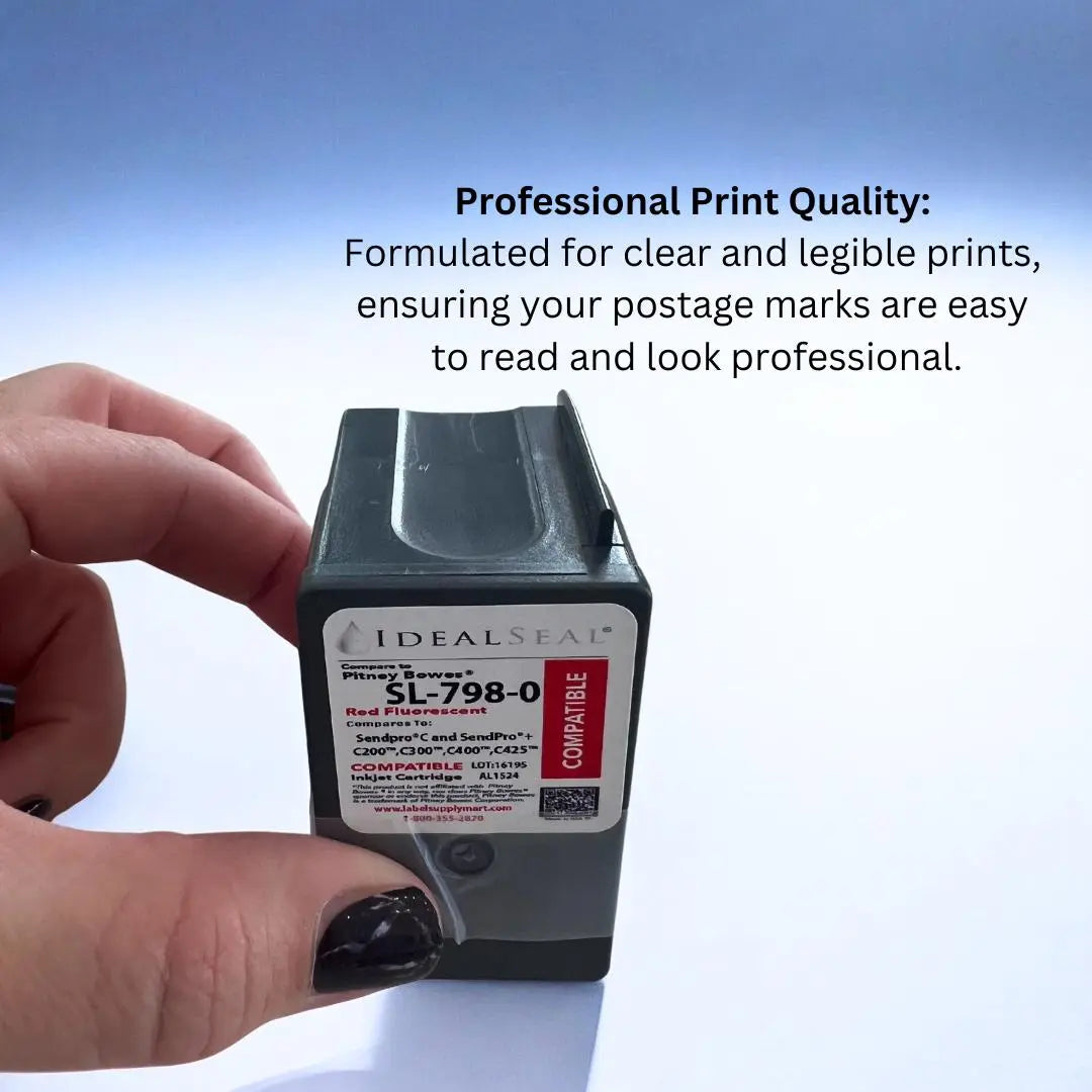 Pitney Bowes SL-798-0 Compatible Red Ink Cartridge for  Sendpro C200, C300, C400, C425 Postage Meters For Sendpro C and Sendpro + Ideal Seal