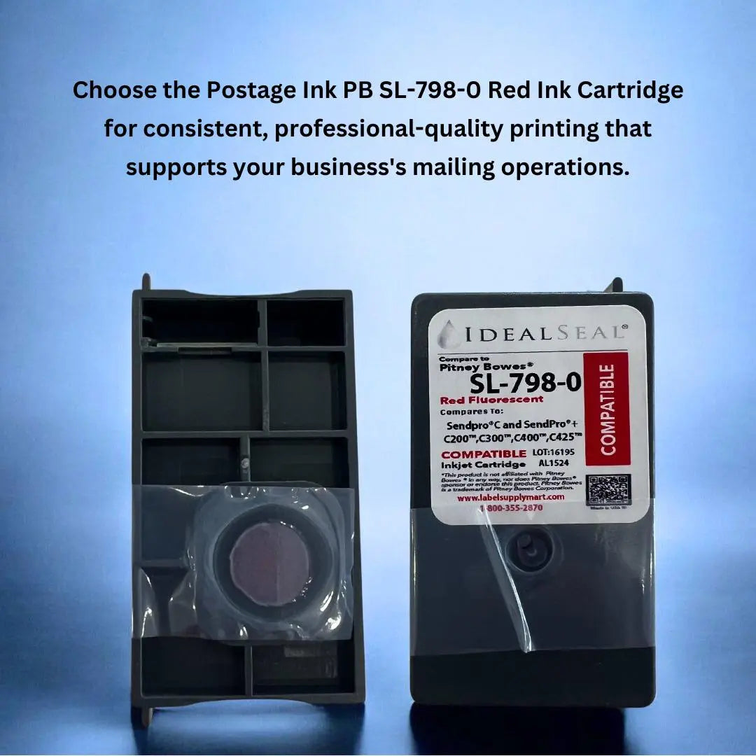Pitney Bowes SL-798-0 Compatible Red Ink Cartridge for  Sendpro C200, C300, C400, C425 Postage Meters For Sendpro C and Sendpro + Ideal Seal