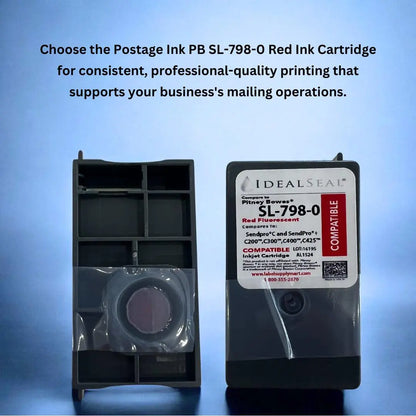 Pitney Bowes SL-798-0 Compatible Red Ink Cartridge for  Sendpro C200, C300, C400, C425 Postage Meters For Sendpro C and Sendpro + Ideal Seal
